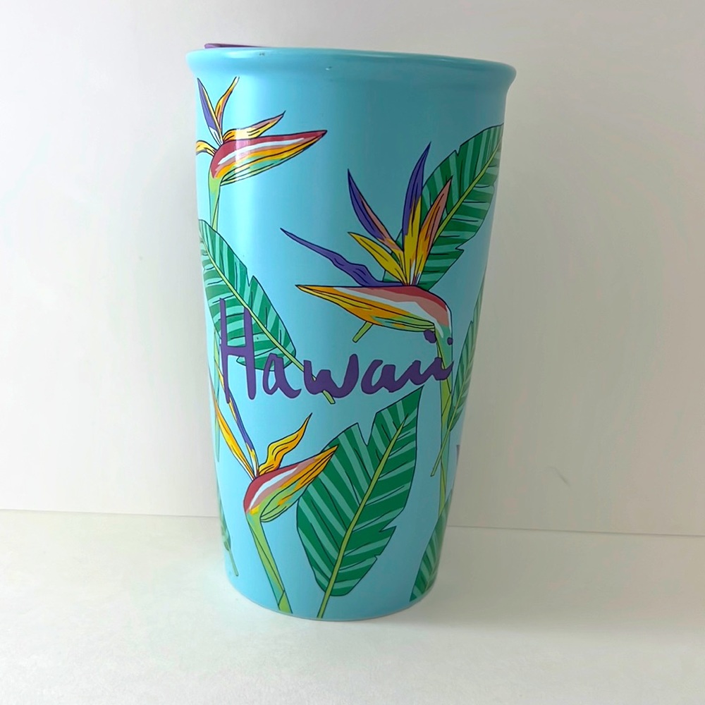 Starbucks 12 Fl Oz Hawaii Bird Of Paradise Ceramic Travel Mug Tumbler with Lid